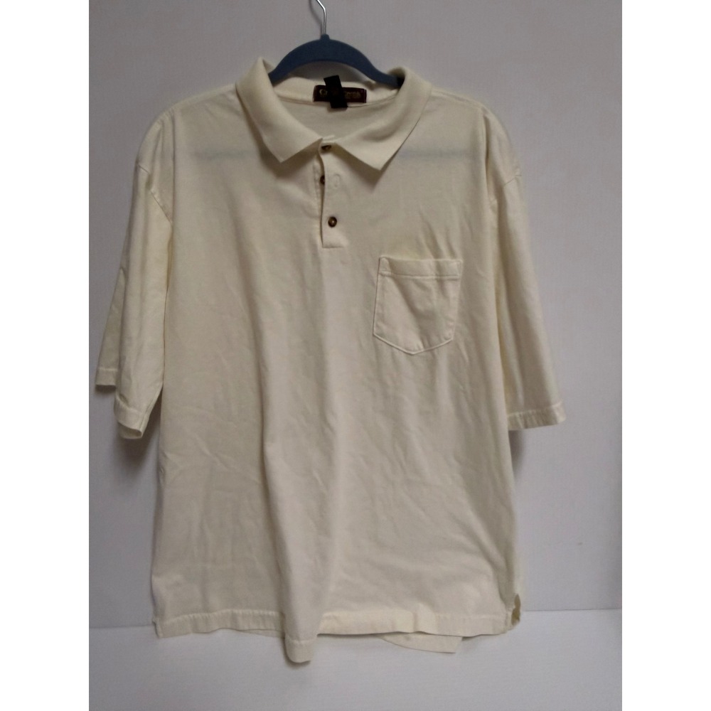Cross Creek Mens XL Cream Cotton Short Sleeve Pocket Polo Shirt Ivory Casual